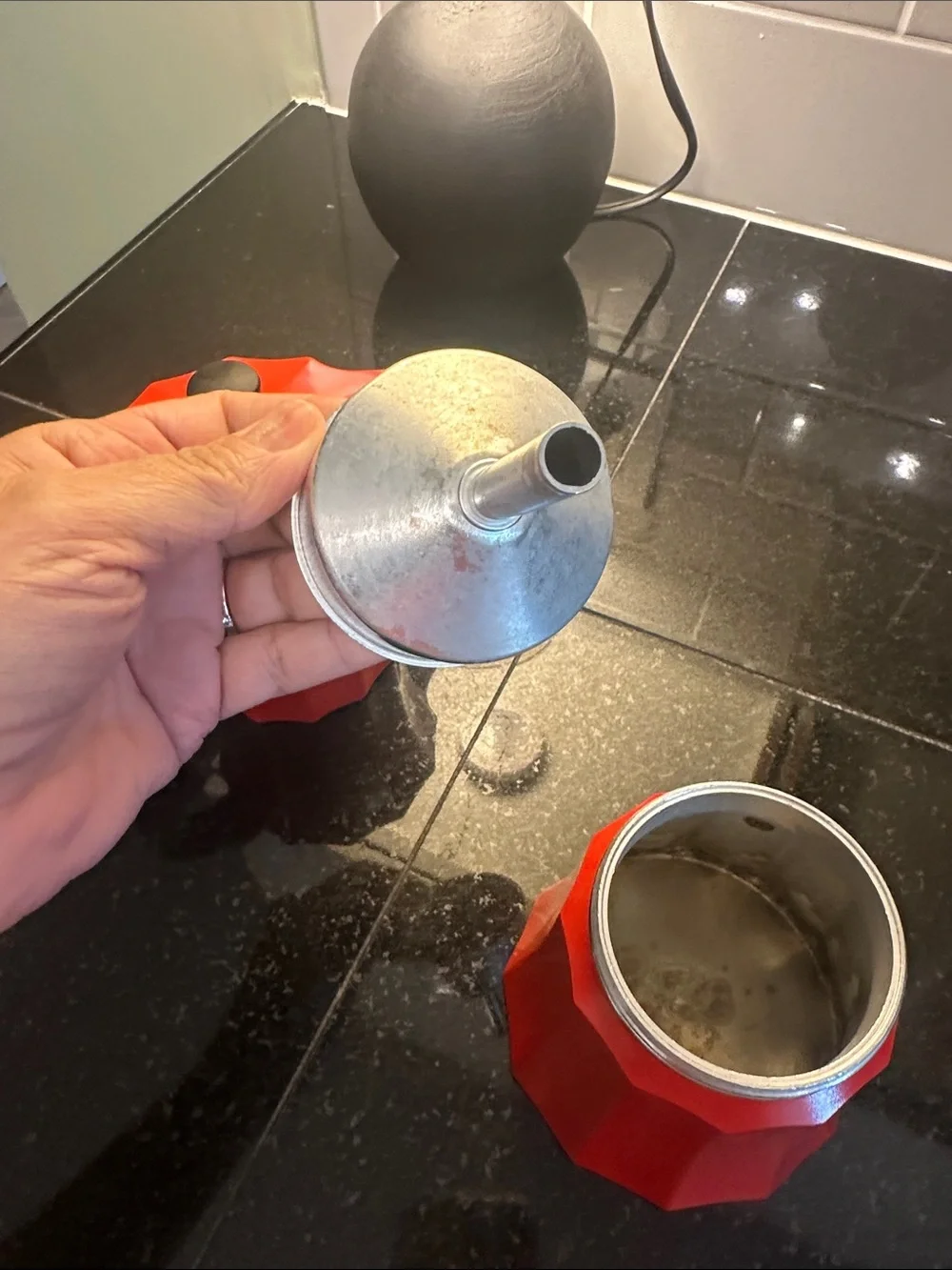 Red Stovetop Espresso Maker Moka Pot with Black Handle